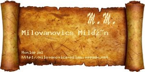 Milovanovics Milán névjegykártya